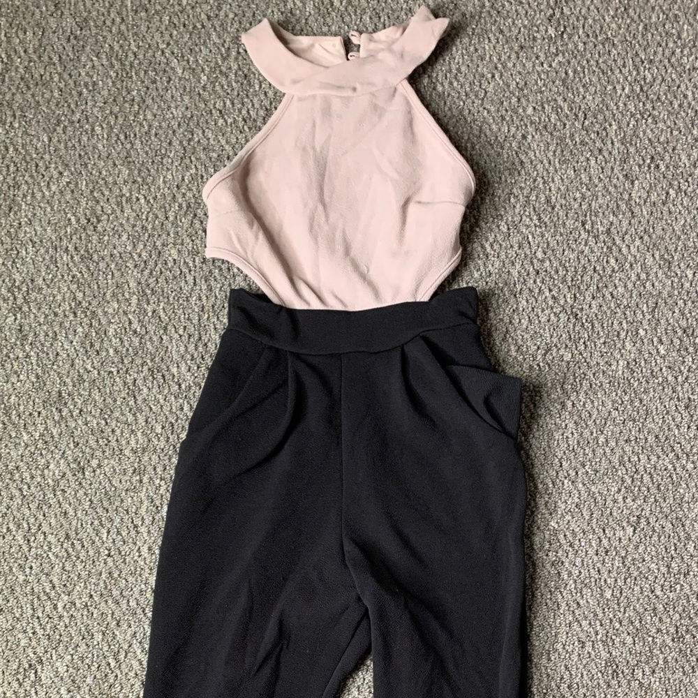 Tan & black Capri jumpsuit